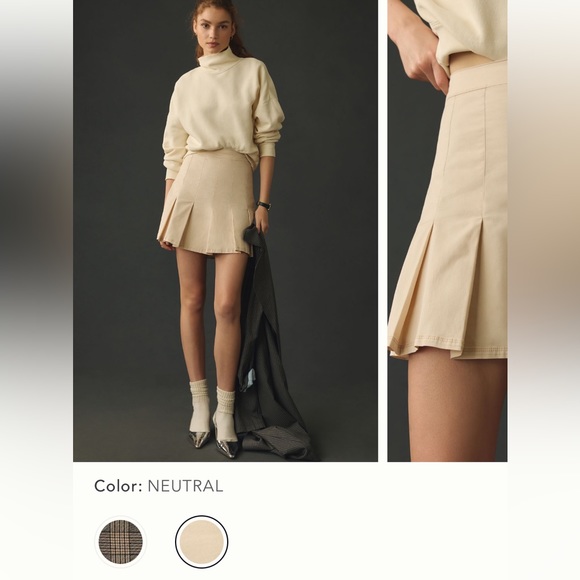 Pilcro Pleated Skirt - Neutral - Picture 4 of 9